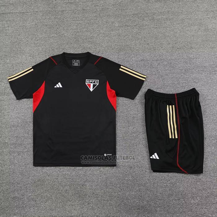 Fato de Treino Sao Paulo Manga Curta 2023-2024 Preto - Calcas Curta